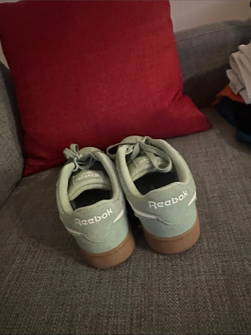 Reebok Women's Suede Sneakers in Sage Green with White Accents